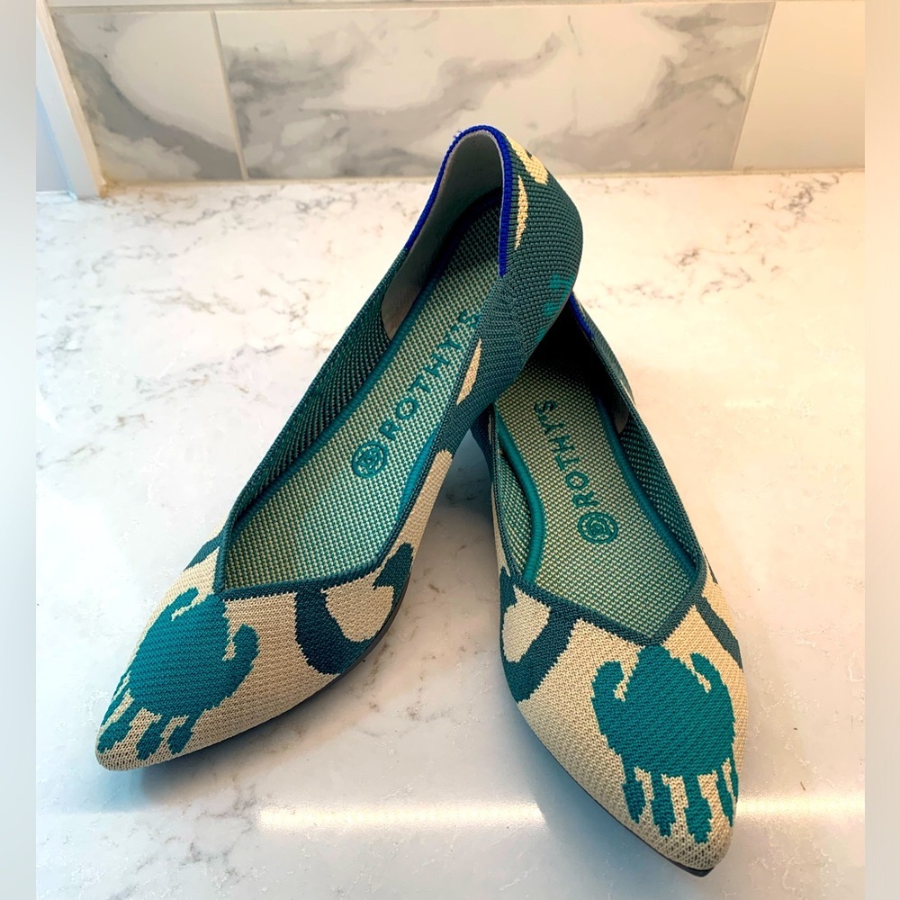 Rothy's Ikat Green Flats Shoes Size 9 - Picture 2 of 10